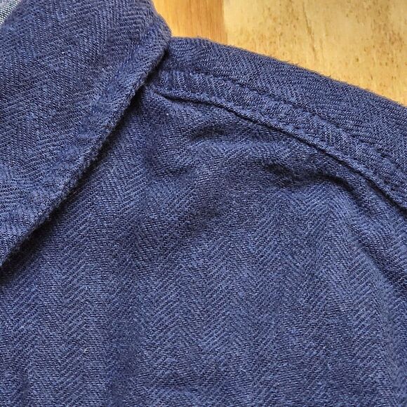 Woolrich Men's XL Blue Herringbone Flannel Shirt Button Down Long Sleeve Pockets - Picture 3 of 7